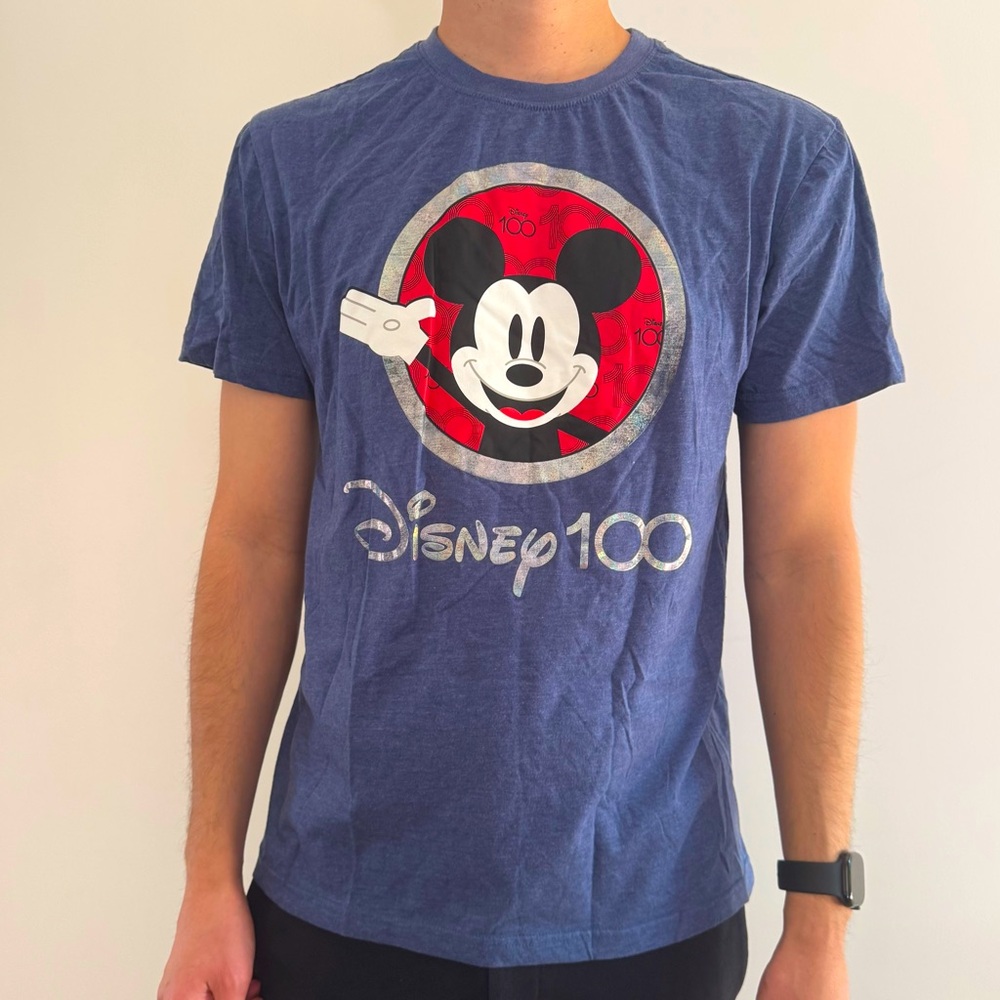 Disney 100th anniversary Blue and Red DISNEY Mickey Mouse Tee - M